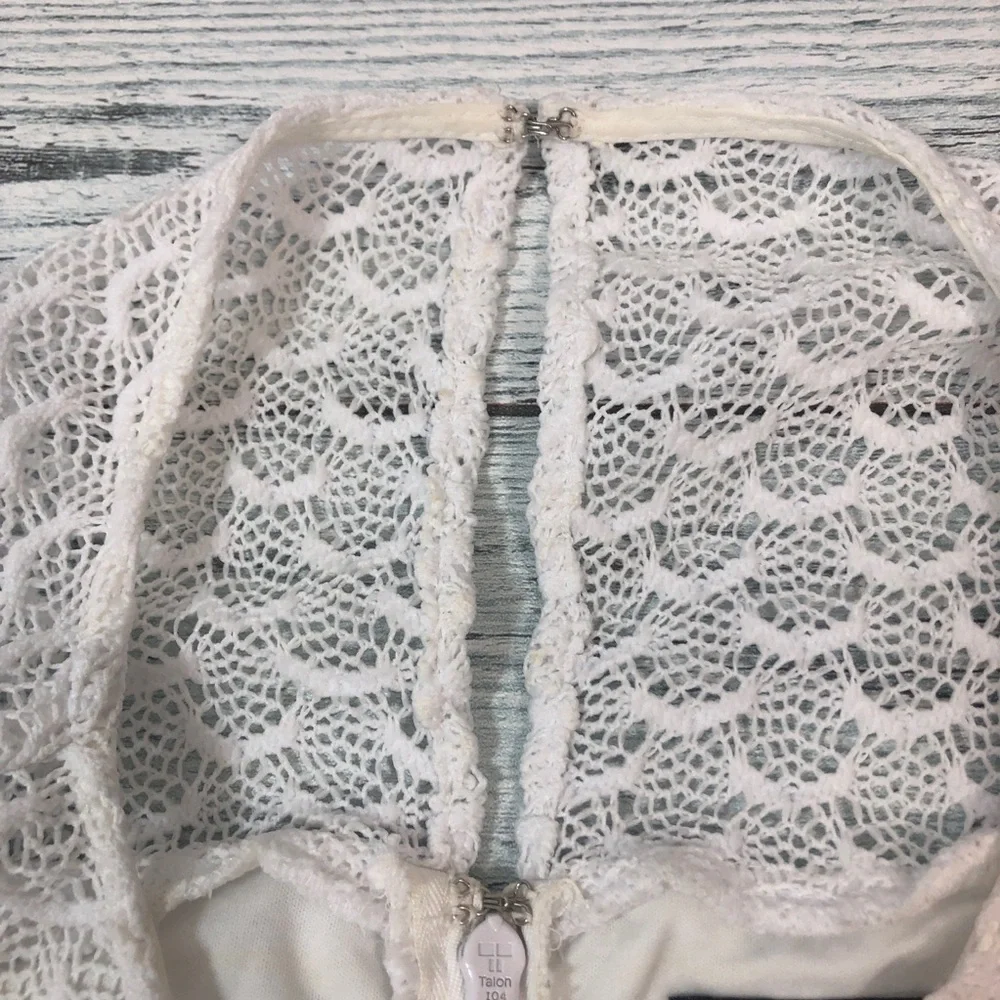 Adrianna Papell Crocheted Lace White Sleeveless Sheath Dress - Picture 5 of 12